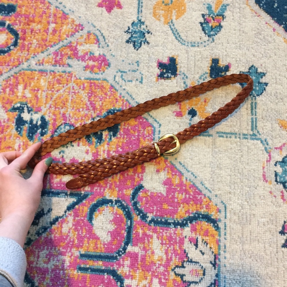Brown Woven Belt w/ Gold Buckle- Roughly 40 Inches